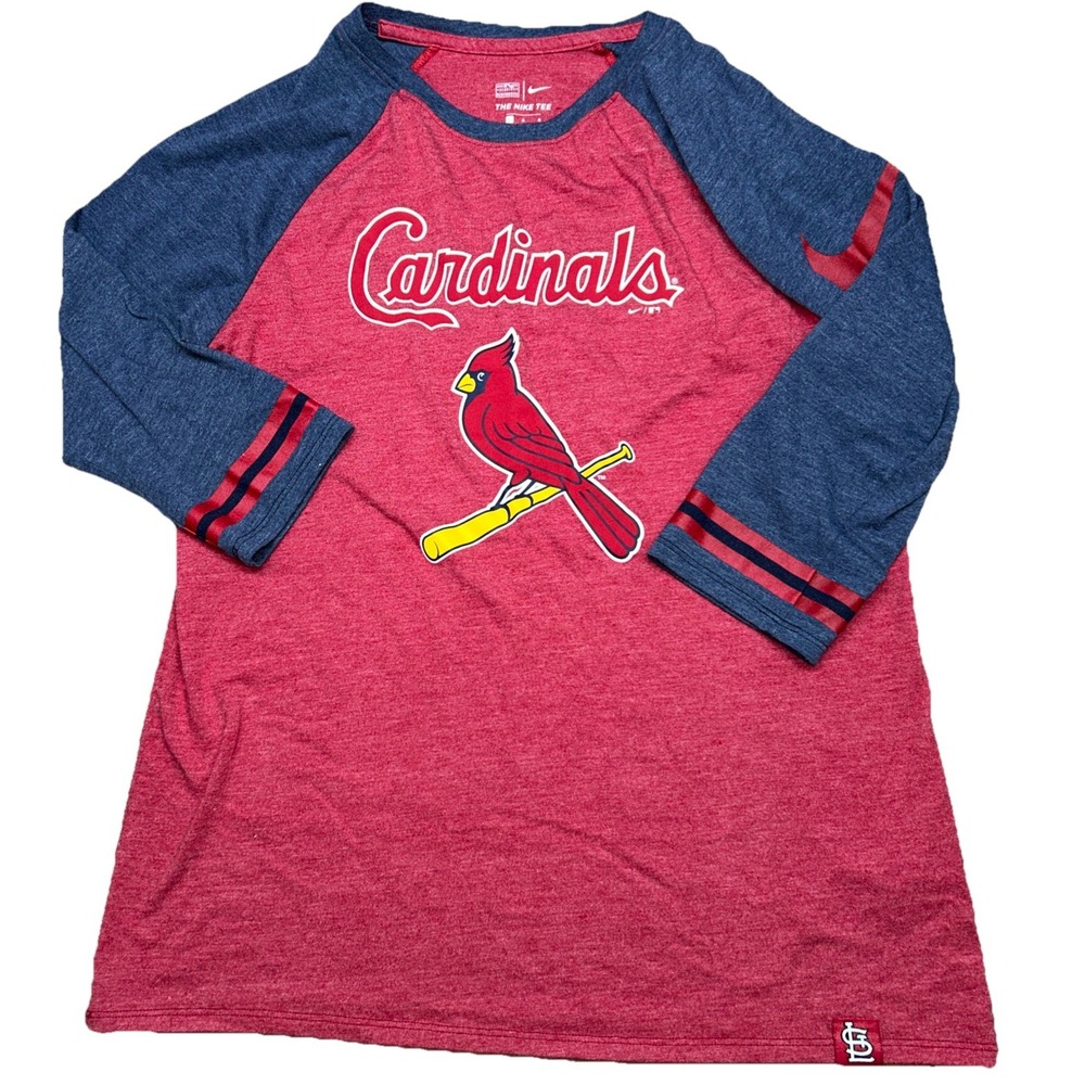 Nike St. Louis Cardinals Womens Large  Athletic Fit Red Grey 3/4 Sleeve‎ MLB